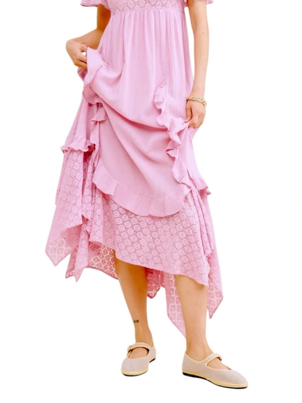 Free People x FREE-EST Blossom Pink Romance Boho Maxi Dress